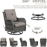 Belord 4 Piece Patio Wicker Furniture Set, Outdoor Swivel Rocker Chairs - Photo 4