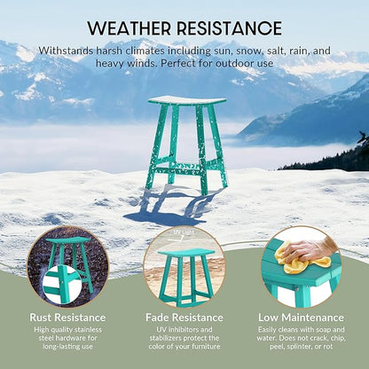 WestinTrends Malibu 2 Piece Set of 24 Height Outdoor/Patio Saddle bar stools, Turquoise