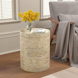 COSIEST 2 Pieces Outdoor Side Table, Set of 2 Cylinder Shaped MgO Patio End Table - Photo 4