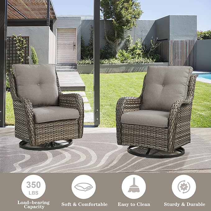 Belord Patio Furniture Set 6 Seats, Outdoor Swivel Rocker Patio Chairs, Oversized Outdoor Sectional Couch - Photo 4