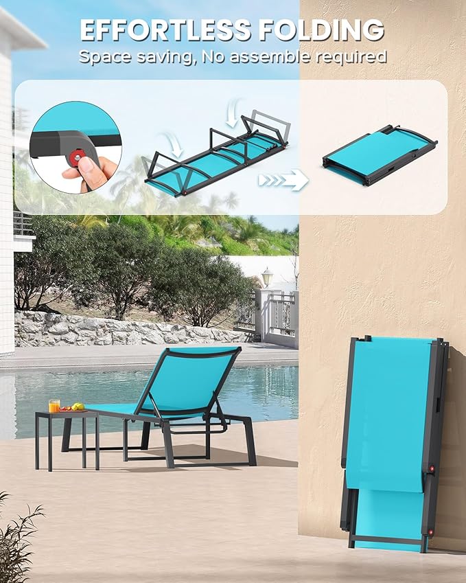 Aluminum Chaise Lounge Outdoor Set of 2 - Photo 3