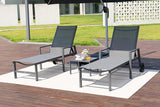 PURPLE LEAF Modern Charcoal Grey Patio Chaise Lounge Set for 2 with Adjustable Pool Chaise Lounge Chair and Table - Photo 1