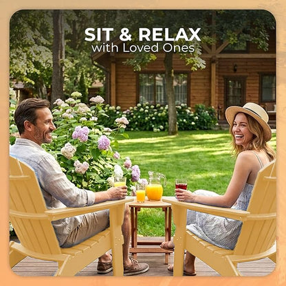 Ecommersify Folding Adirondack Chair with Cup Holder - (Cedar) - Heavy Duty Recycled Poly Lumber Folding Chair - Amish Crafted Outdoor Furniture - Made in USA
