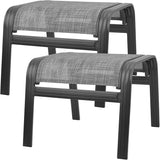 Patio Outdoor Ottoman Footstools Assembled Aluminum Footrest Side Table Small Chairs Patio Ottoman 2 Set Grey - Photo 1