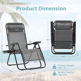 Zero Gravity Chair Set of 2, Folding Reclining zero gravity recliner lounge Chair 330lbs with Pillow and Cup Holder - Photo 2
