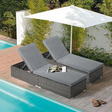 JOIVI Outdoor Chaise Lounge Chairs, 2 Pieces Gray Wicker Patio Lounge Chair Set of 2 with 5-Position Adjustable Backrest - Photo 7
