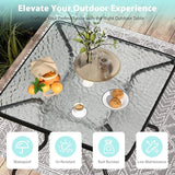 MKDLUFEI 32 Inch Umbrella Table with Hole, Outdoor Square Patio Table with Tempered Glass Top, for Balcony, Backyard - Photo 7