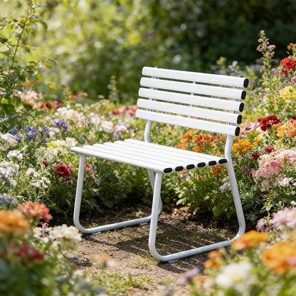 Outdoor Metal Garden Bench with Thickened Galvanized Steel Pipe, Weatherproof, 660lbs Load Capacity, for Patio, Balcony, Garden, Home and Commercial Use(Orange)