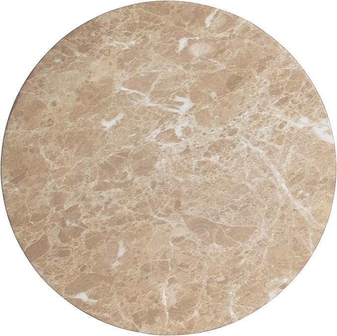 Christopher Knight Home Jayme 15"Lightweight Concrete End Table, Indoor Outdoor Accent Side Table, Travertine Round Tabletop, Easy Move, Decorative Garden Stool for Poolside Balcony Living Room, Gold