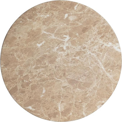Christopher Knight Home Jayme 15"Lightweight Concrete End Table, Indoor Outdoor Accent Side Table, Travertine Round Tabletop, Easy Move, Decorative Garden Stool for Poolside Balcony Living Room, Gold