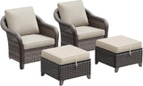 4 Pieces Patio Outdoor Conversation Furniture Set with Cushions, All-Weather Wicker Ottomans - Photo 9