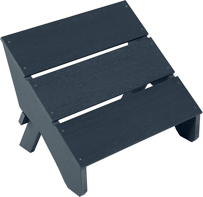 Highwood Italica Modern Adirondack Chair, Ottoman, and Side Table, 3-Piece Set, Federal Blue