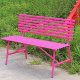 Outdoor Metal Garden Bench, All-Weather Powder-Coated, Slatted Seat & Backrest for Porch/Patio/Backyard - Photo 1