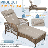 Outdoor Chaise Lounge Chair, PE Wicker Long Recliner Patio Lounge Chair with Cushion - Photo 2