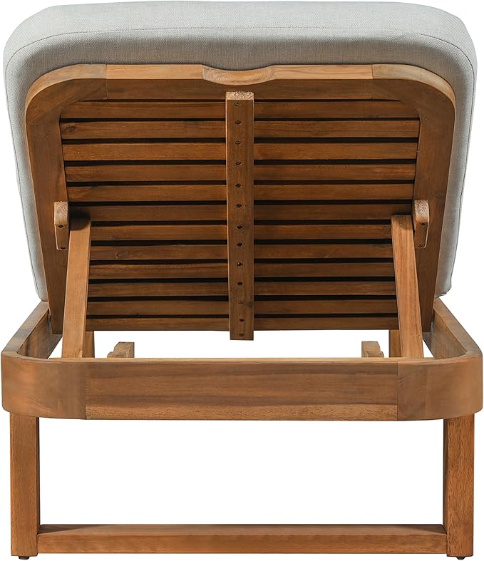 Christopher Knight Home Milos Acacia Wood Chaise Lounge Chair Outdoor Set of 2, Wooden Sunbathing Pool Lounger, Patio Outdoor Chaise Lounge with Cushions, Adjustable Backrest Lounge Sofa, Sand+Teak