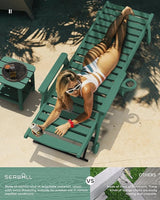 SERWALL Patio Chaise Lounge Chair Set of 2, 78'' Long 5-Positions Adjustable HDPE Outdoor Lounger for Pool - Photo 7
