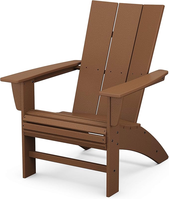 POLYWOOD Modern Curveback Adirondack Chair, HDPE Outdoor Patio Furniture, Fade-Proof Pool Deck Garden Fire Pit Seating - Photo 1