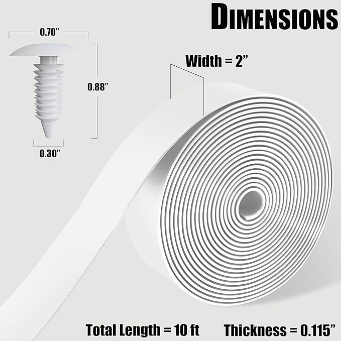 Vinyl Straps for Patio Chair Repair Kit 2'' Wide 10 Ft Long Replacement Straps + 10 Free Rivets for Outdoor Lawn Furniture Chaise Lounge Repair (White)