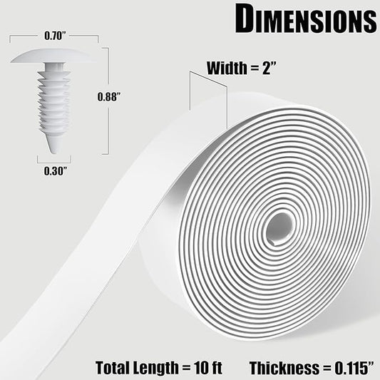 Vinyl Straps for Patio Chair Repair Kit 2'' Wide 10 Ft Long Replacement Straps + 10 Free Rivets for Outdoor Lawn Furniture Chaise Lounge Repair (White)