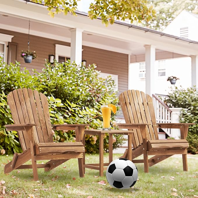 Wooden Outdoor Folding Adirondack Chair Set of 2 Wood Lounge Patio Chair for Garden, Garden, Lawn, Backyard, Deck - Photo 2