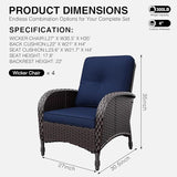 Joyside Wicker Patio Chairs, 4 Piece Rattan Outdoor Furniture with Thickened Cushions, High Back, Deep Seating - Photo 2