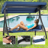HOMREST 3 Seat Outdoor Porch Swing with 1.5" Deepened Cup Holder, Adjustable Canopy, Patio Swing Bed with Stand - Photo 6