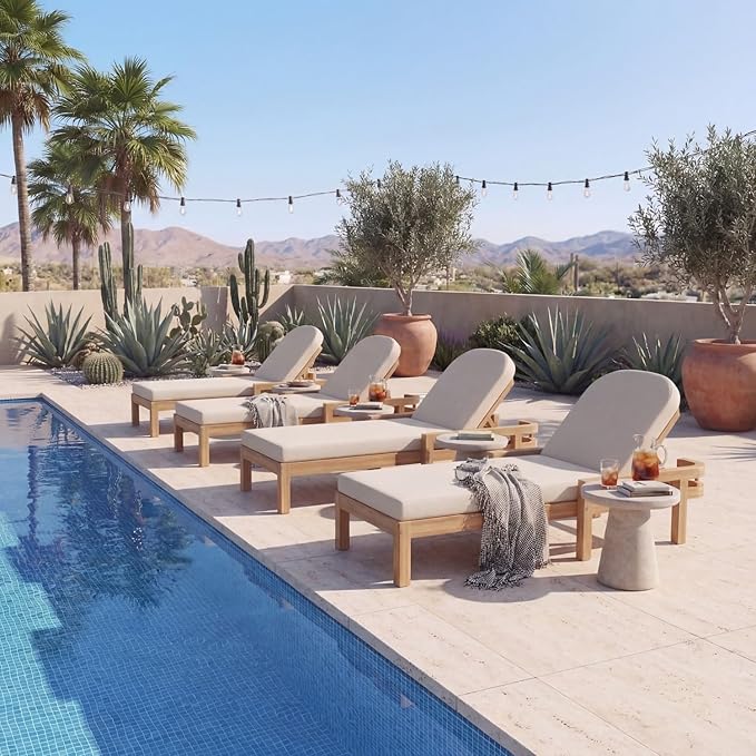 Outdoor Chaise Lounge Chair, Patio Chaise Lounge Recliner with Adjustable Backrest - Photo 6