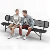 Heavy-Duty Outdoor Metal Bench, Thermoplastic-Coated, Inground, Weatherproof, Commercial-Grade for Parks, Gardens - Photo 1