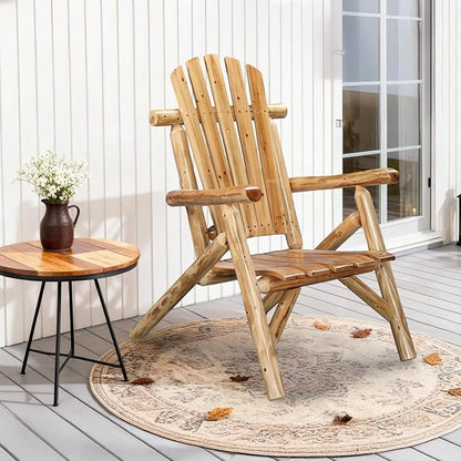 VINGLI Solid Wood Adirondack Chair Outdoor Patio Furniture Fire Pit Chairs, Heavy Duty Backyard Seating Armchair Deck Garden Lawn (Light Carbonized, 1 PC)