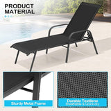 Crestlive Outdoor Chaise Lounge Chair, 5-Position Pool Lounge Chairs with Armrests Sunbathing Recliner for Patio, Beach - Photo 5