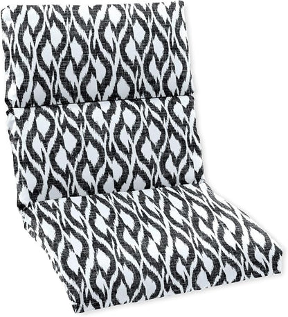 BrylaneHome Universal Chair Cushion - 45.75”L x 22”W x 2.75”H - Patio & Outdoor - Water, Stain & Fade Resistant - Black Ikat