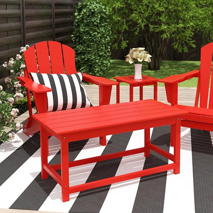 Costaelm Adirondack Conversation Table, HDPE Outdoor Drink Weather Resistant, Outdoor Patio Porch Accent Balcony Table for Pool, Seaside, Backyard, Red