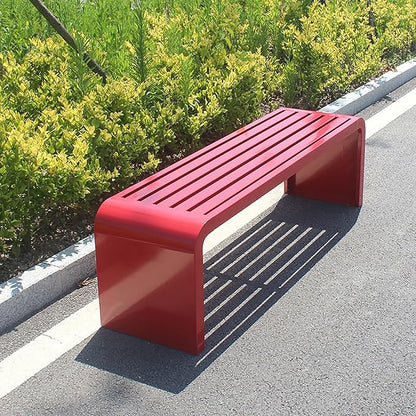 Outdoor Patio Garden Bench, Metal Bench, All-Weather Outdoor Park Bench, for Garden, Porch, Park, Balcony, Outside, Load Capacity 660lbs(Color:Red,Size:180cm/70in)