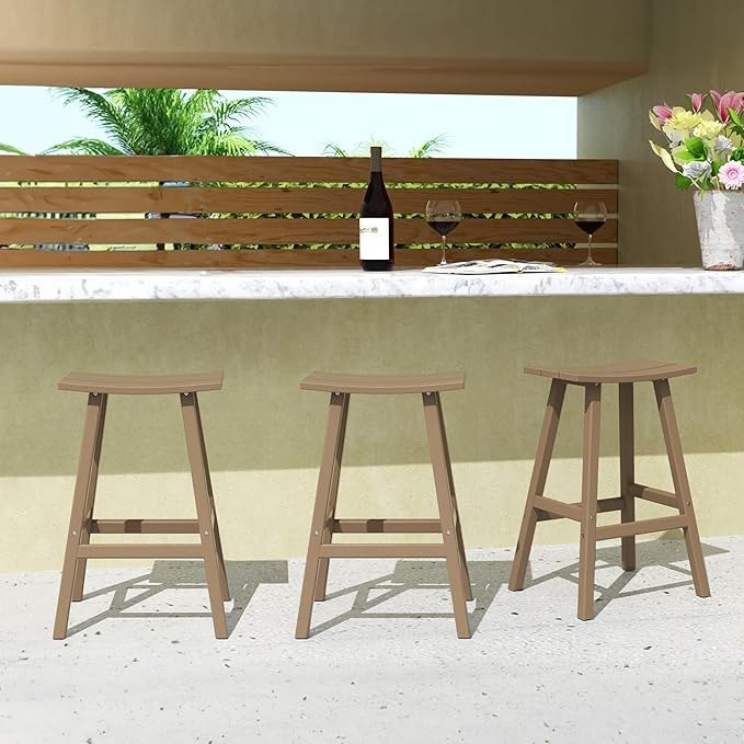 WestinTrends Malibu Malibu 29 Inch High Backless Seat Bar Stools (Set of 3), Weathered Wood