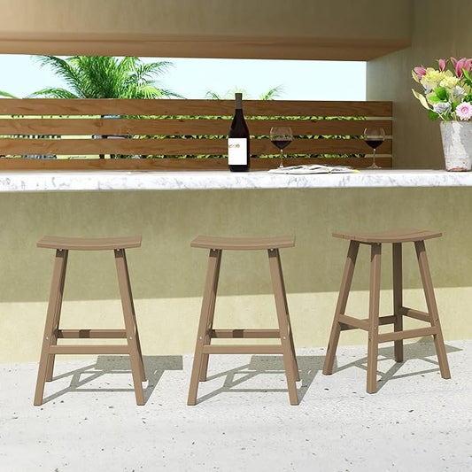 WestinTrends Malibu Malibu 29 Inch High Backless Seat Bar Stools (Set of 3), Weathered Wood