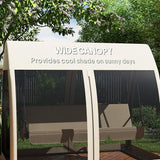 Outsunny 3-Seat Patio Swing Chair, Porch Swing Bed with Convertible Backrest, Cushion, Canopy - Photo 5