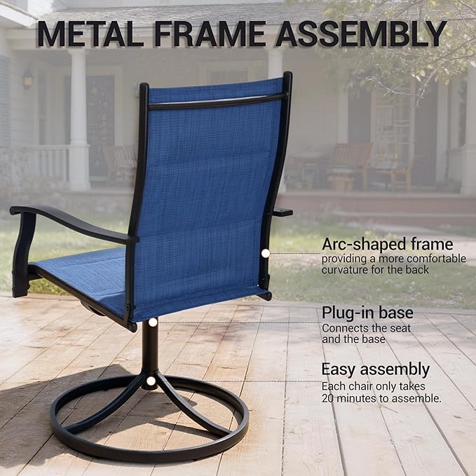 Outdoor Swivel Rocking Chairs Set of 2, High-Back Patio Dining Chairs, All-Weather Rotating Lounge Chairs for Garden - Photo 6