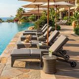 Chaise Lounge Chairs Set of 4, Upholstered 4-Positions Adjustable Lounge Chairs - Photo 7