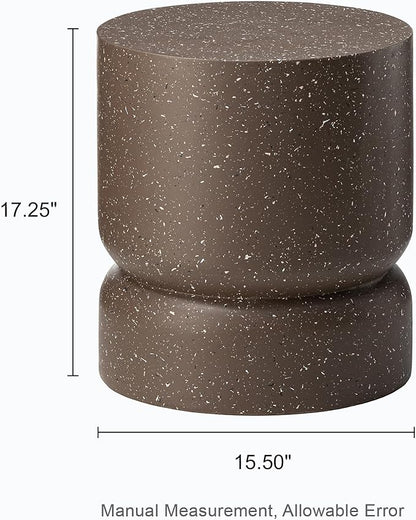 Giltzhome Antique Decorative Garden Stool, 17.25" H Heavy Duty Faux Terrazzo Accent Table, Side Table, Planter Stand for Garden Patio Lawn Home Indoor Outdoor, Coffee