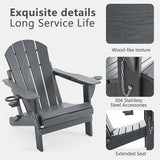 4 Chairs & 2 Tables Folding Adirondack Chair Set with Side Table – HDPE Weatherproof Outdoor Patio Chairs with - Photo 4