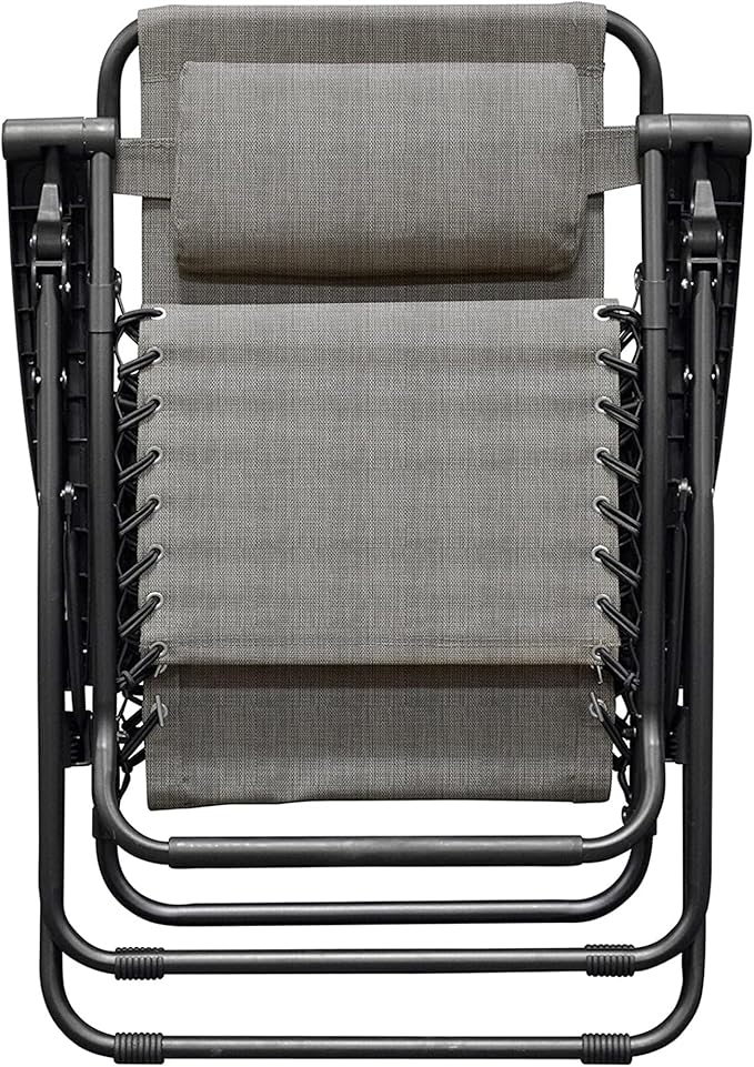Caravan Sports Zero Gravity Outdoor Portable Folding Camping Lawn Deck Patio Pool Recliner Lounge Chair for Adults, Adjustable Headrest, Gray