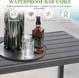 Outdoor Patio Counter Height Bar Table, 47" Rectangle for Patio, Garden, Yard, Balcony, Poolside (Grey, 47'') - Photo 3