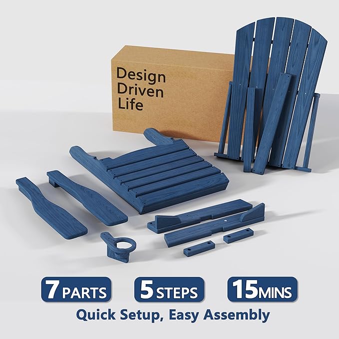 Adirondack Chair with Ottomans Set of 5, HDPE All-Weather Outdoor Footrest - Photo 9