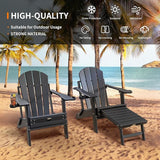 VINGLI Back-Adjustable Plastic Folding Adirondack Chairs with Retractable Footrest & 2-in-1 Cup Holders - Photo 7