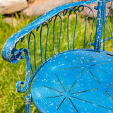 Zaer Ltd. Vintage Style Metal Patio Furniture with Heart Design Accents, Outdoor/Indoor Decor (Vintage Blue - Photo 5