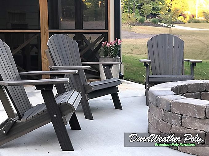 DuraWeather Poly® Classic King Size Folding Adirondack Chair (Coastal Grey)