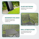 2 in 1 Metal Bench Patio Bench, Outdoor Benches Weatherproof with Folding Middle Table - Photo 9