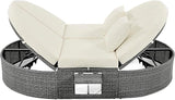 Rattan Patio 2-Person Daybed, Outdoor Sun Bed with Cushions and Pillows - Photo 5