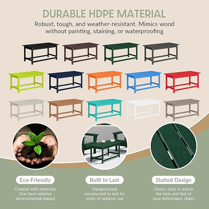 WestinTrends Malibu Outdoor Coffee Table, 35" x 17.5" All Weather Poly Lumber Patio Adirondack Coffee Table for Garden Lawn Porch Balcony, Dark Green