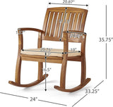 Acacia Wood Patio Outdoor Rocking Chair with Cushions for Garden, Lawn, Backyard, Pool - Photo 2